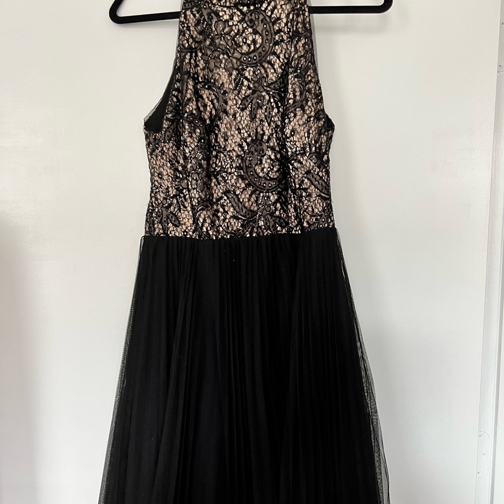 Xscape Black and Cream Lace Gown